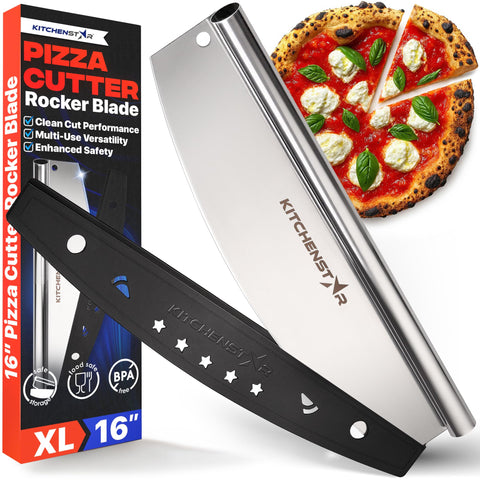 KitchenStar 16-Inch Pizza Cutter Rocker Blade cuts through crust with precision