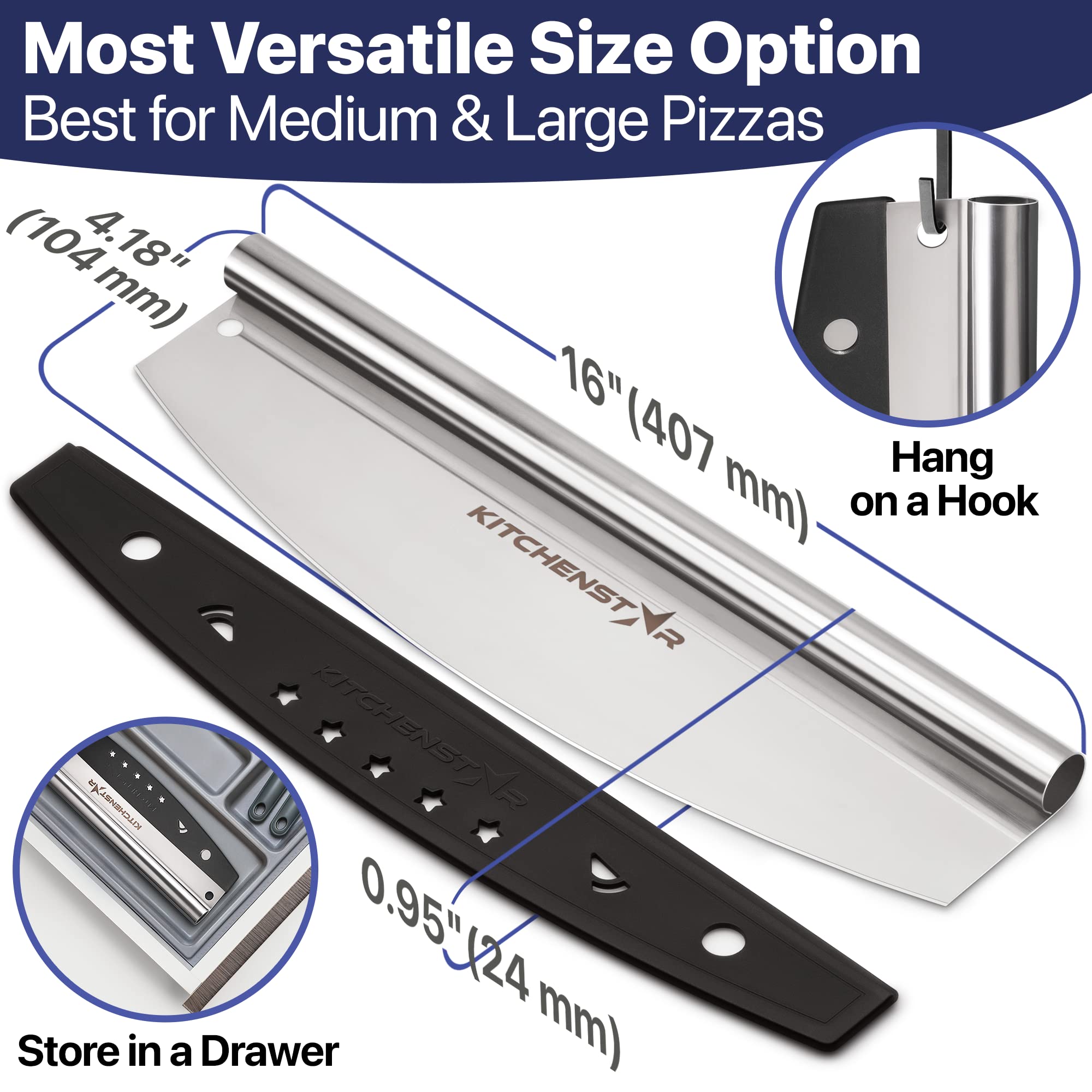 KitchenStar dishwasher-safe pizza knife for quick cleaning