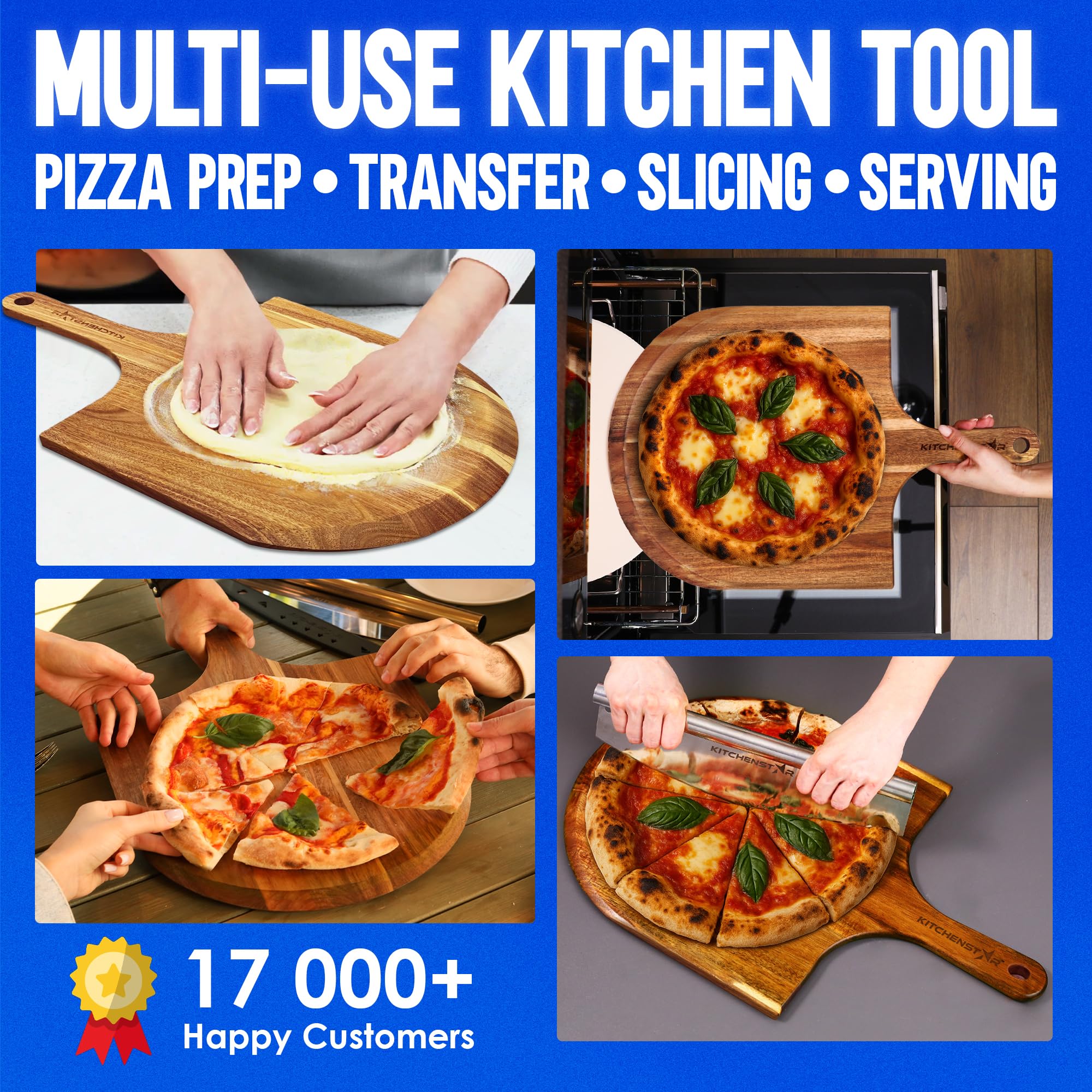 KitchenStar large, lightweight design supports big pies with easy handling.