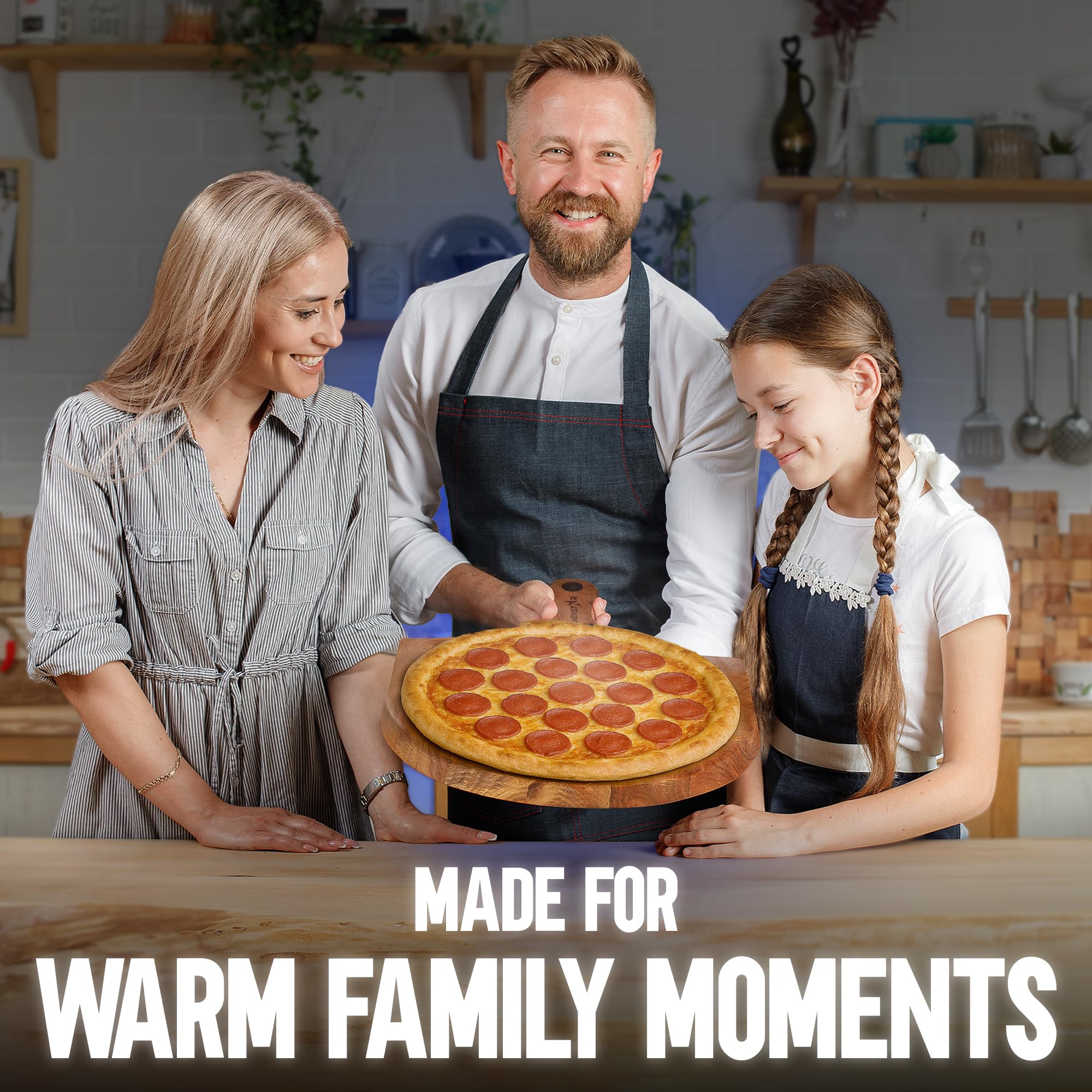 KitchenStar acacia board with natural oil finish highlighting grain and durability