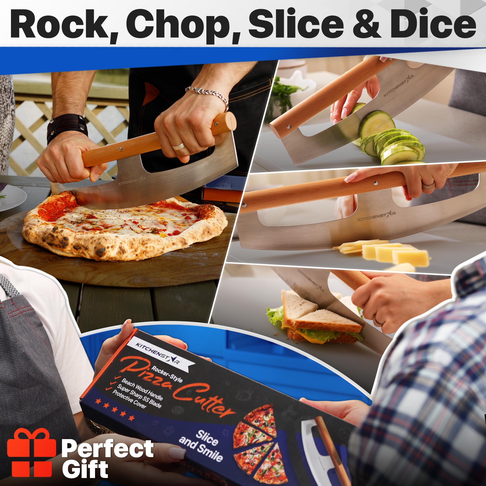 KitchenStar pizza cutter versatile tool suitable for sandwiches and more