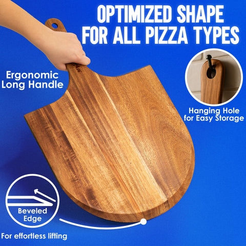 KitchenStar pizza peel cutting board combo for slicing and serving pizzas