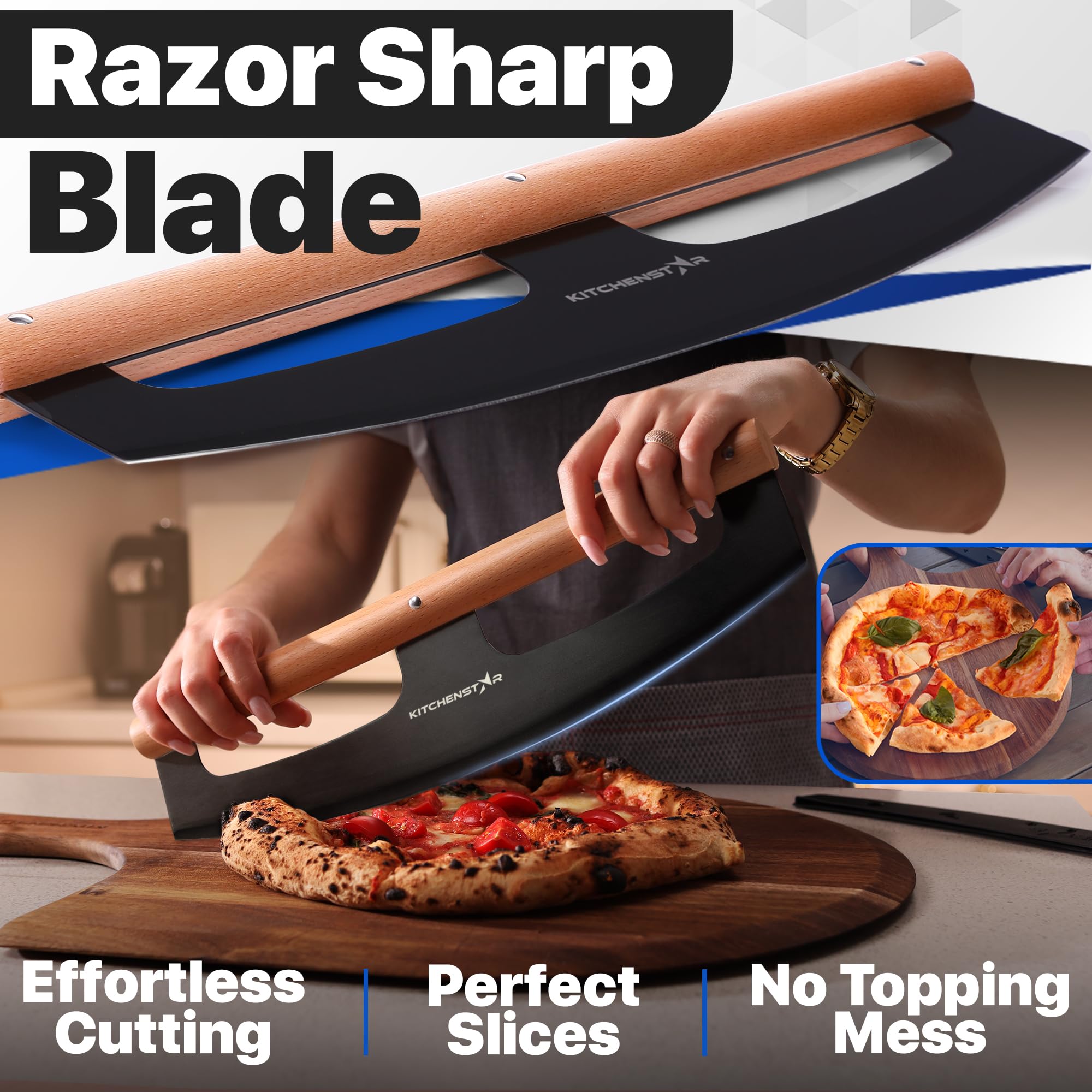 Pizza Cutter Rocker Small KitchenStar 16-Inch Pizza Cutter Rocker — Razor Sharp Stainless Steel ...