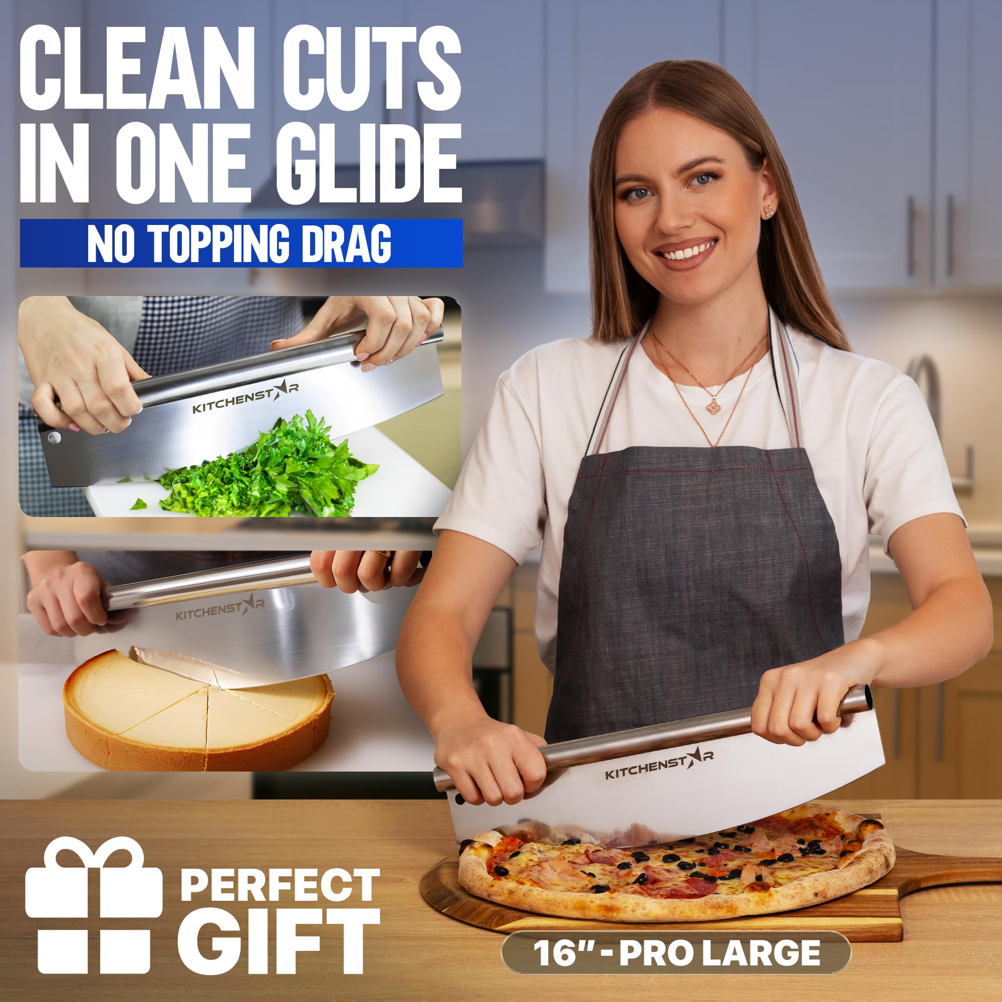 KitchenStar stainless steel pizza slicer resists rust for lasting use