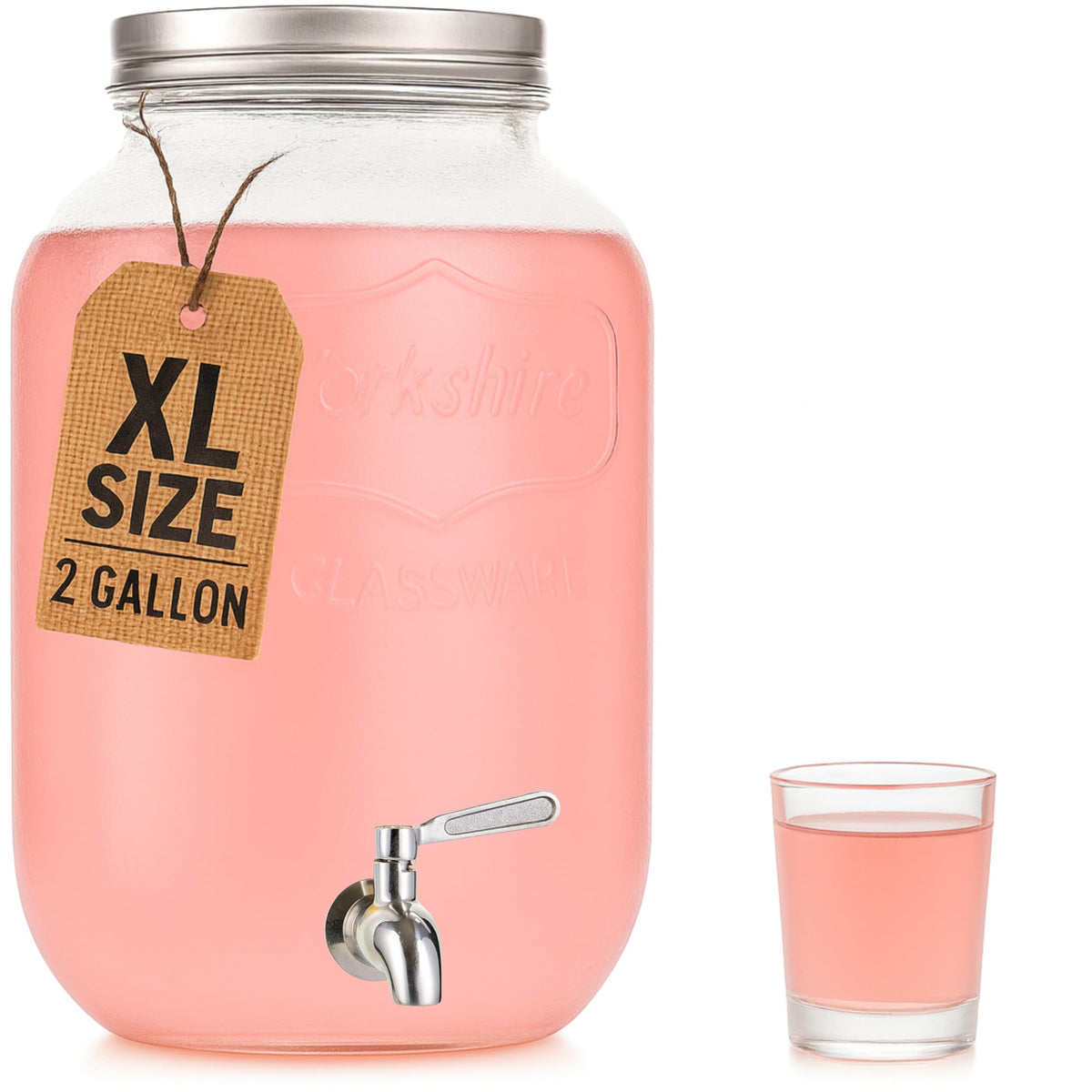 Kitchentoolz 2-gallon iced dispenser in glass for party-ready cold drinks