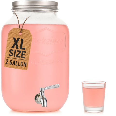 Kitchentoolz 2-gallon iced dispenser in glass for party-ready cold drinks