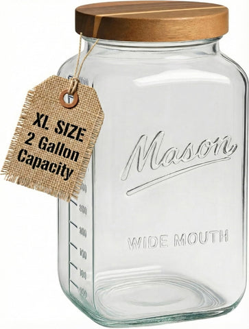 kitchentoolz 2 gallon glass mason jar with wide mouth for easy pouring