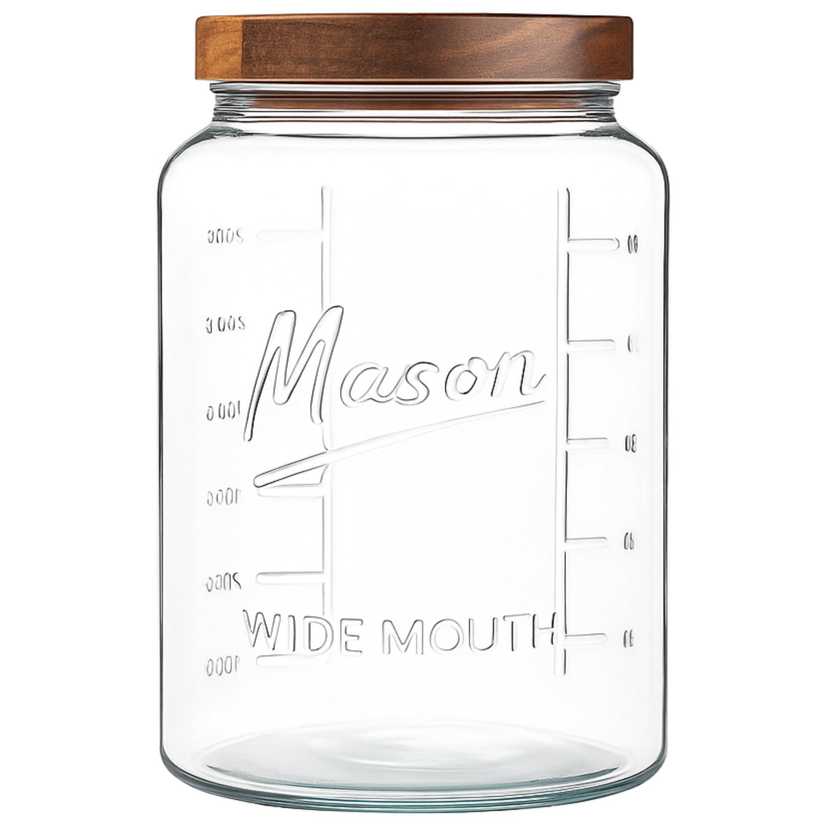 Kitchentoolz extra-large mason jar with wide mouth for easy filling and pouring.