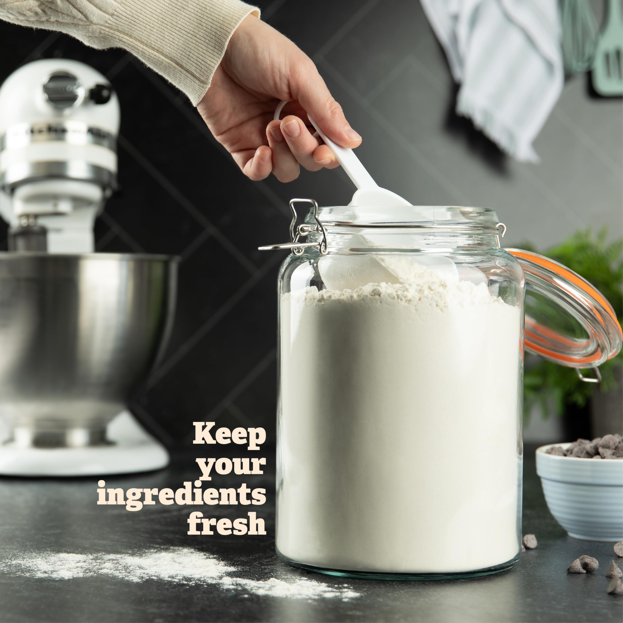 Kitchentoolz food-grade clear glass jar suitable for canning and pantry use.