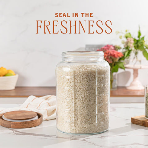 Kitchentoolz glass storage jar ideal for pantry organization and bulk storage.