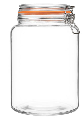 Kitchentoolz large gallon glass jar with wide mouth for easy measuring and pouring.