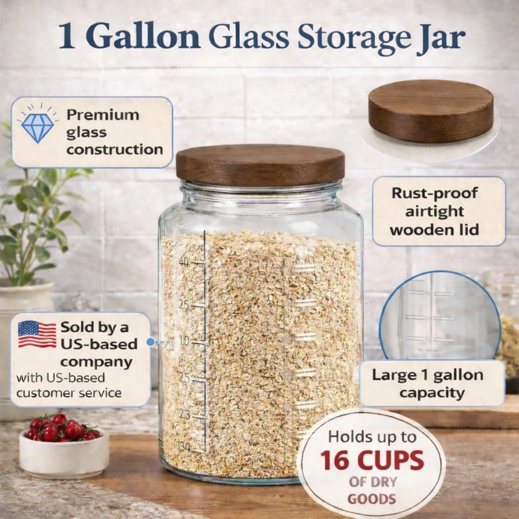 Kitchentoolz large mason jar with airtight lid for cookies and jams.