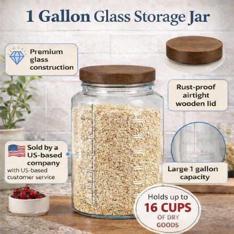 Kitchentoolz large mason jar with airtight lid for cookies and jams.