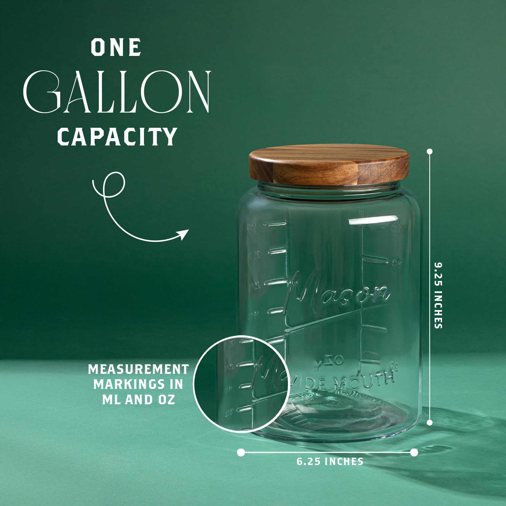 Kitchentoolz mason jar with airtight wooden lid preserves freshness and prevents odors.