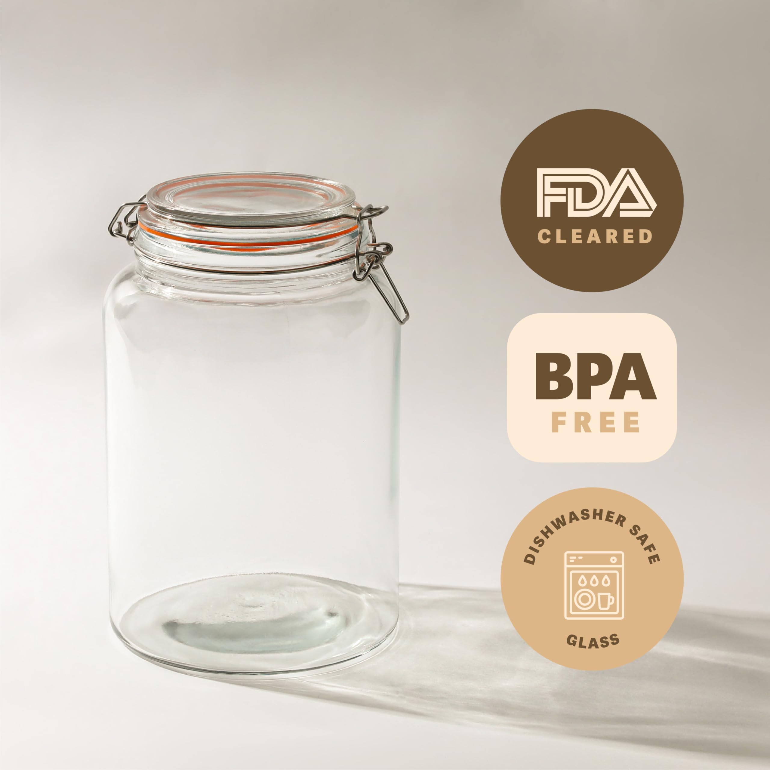 Kitchentoolz stackable storage glass jar to maximize cabinet space.