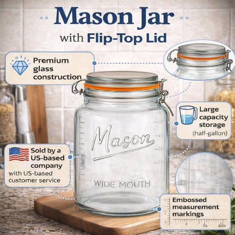 kitchentoolz wide-mouth mason jar for simple filling, scooping, and cleaning