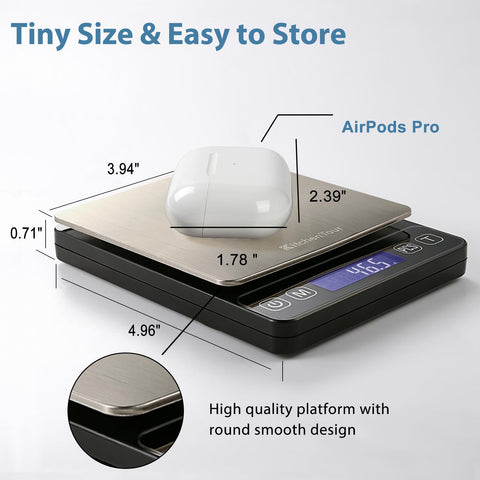 KitchenTour Digital Scale compact design fits small countertops