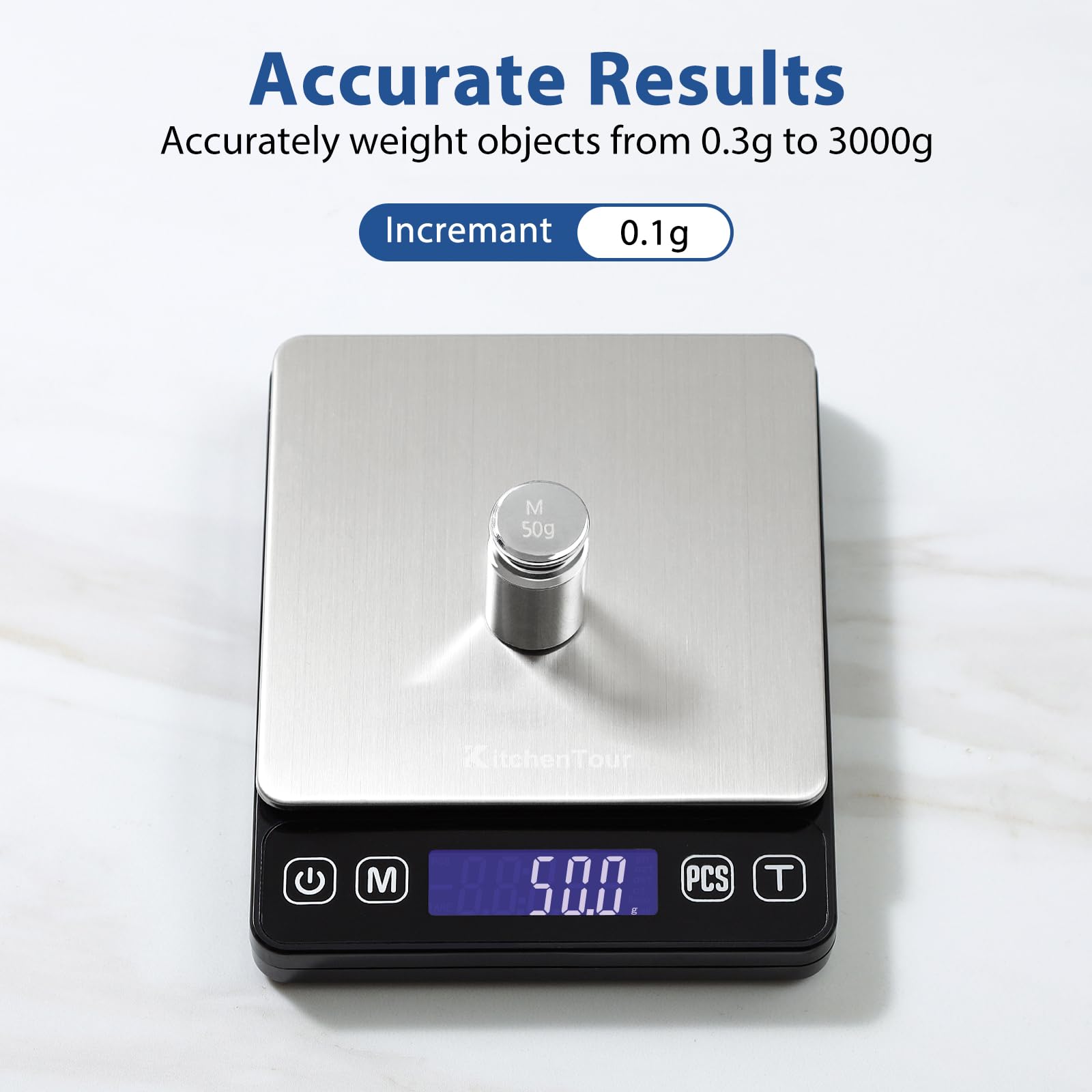 KitchenTour Digital Scale two trays included for versatile measurements