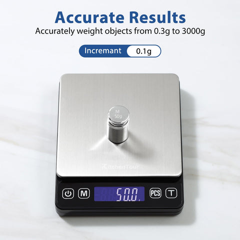 KitchenTour Digital Scale two trays included for versatile measurements