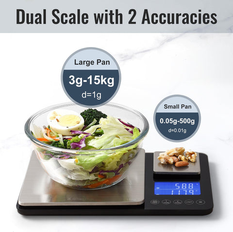 K KitchenTour small 500g platform enables precise micro-weighing for delicate ingredients.