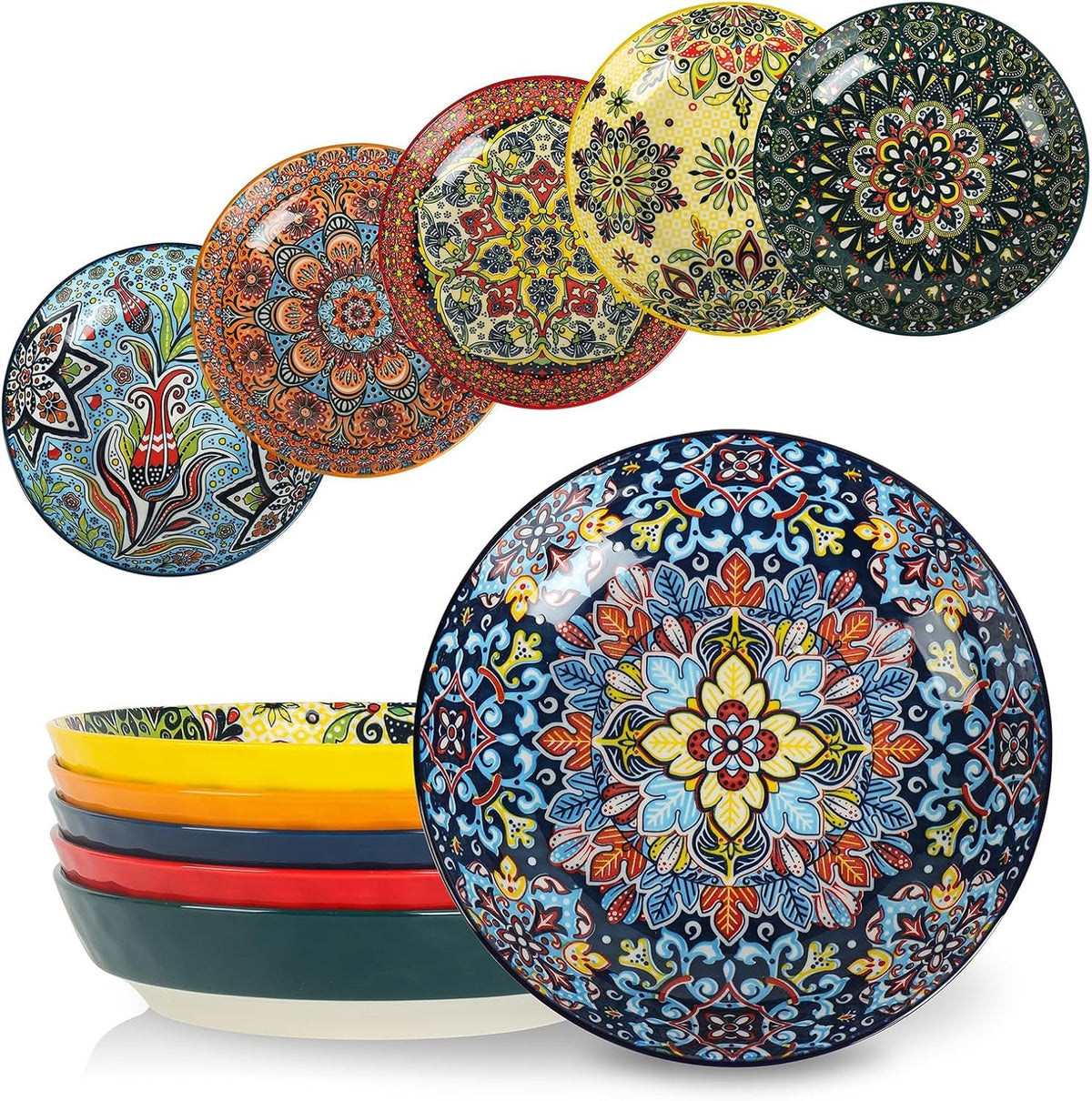KitchenTour pasta bowls display vibrant bohemian colors for family pasta nights.