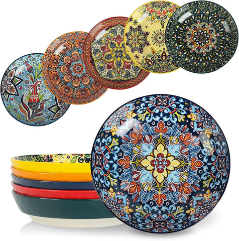 KitchenTour pasta bowls display vibrant bohemian colors for family pasta nights.
