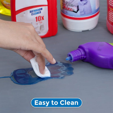 Kitchen Trove under-sink mat is dishwasher-safe for quick cleaning.