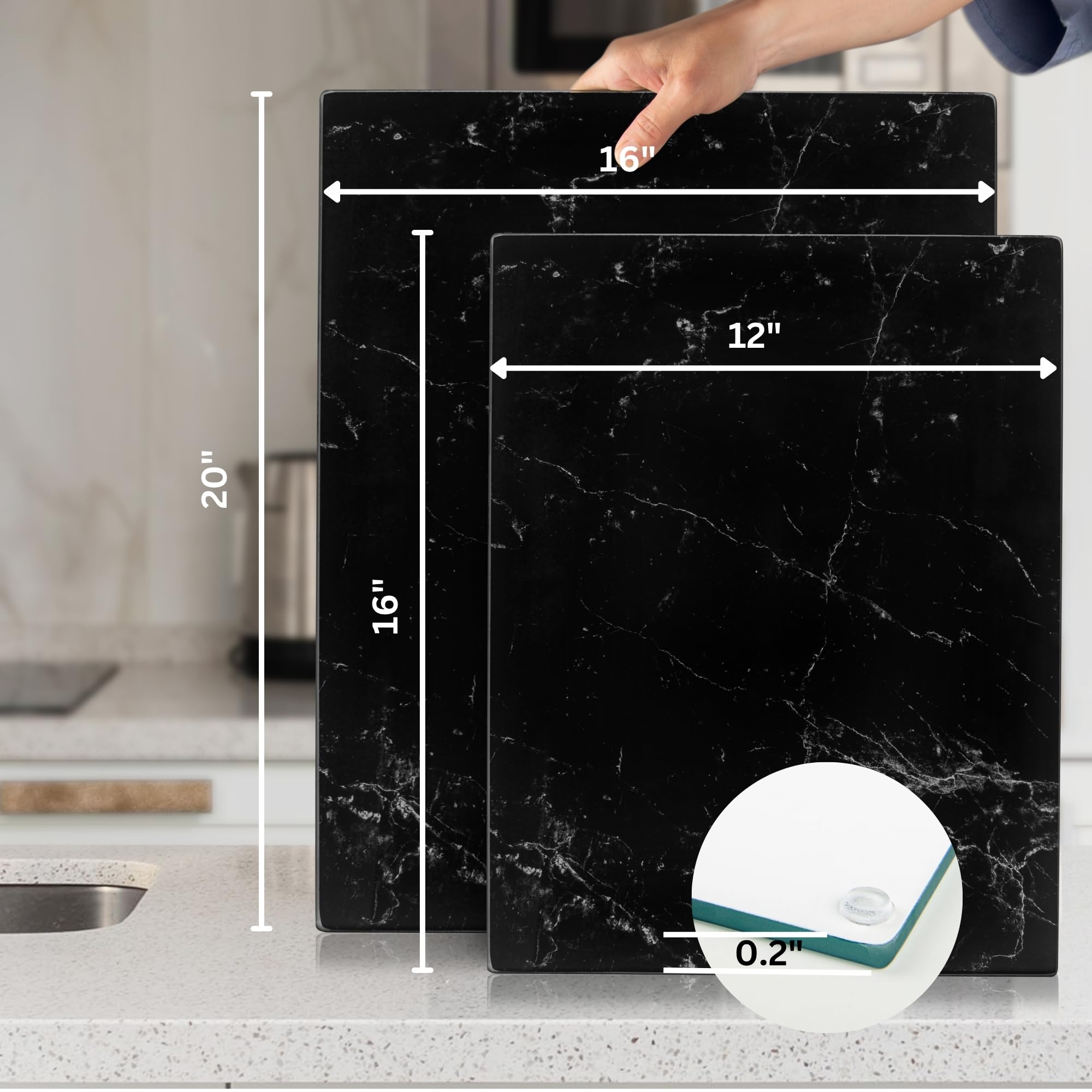 Kitchenville glass cutting board hygienic non-porous surface resists stains.