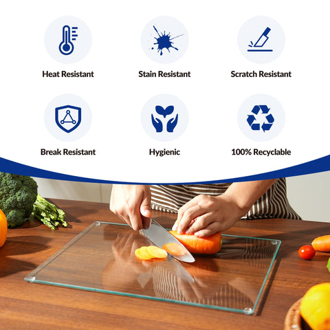 Kitchenville heat-resistant glass board safely handles hot pots on the counter.