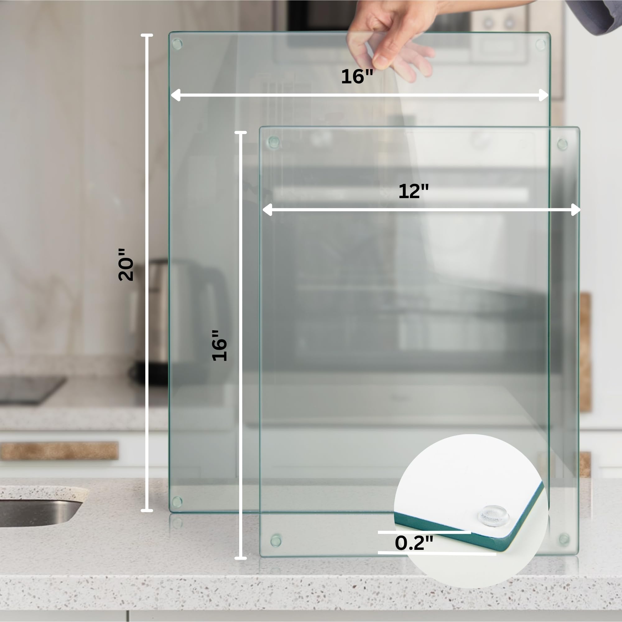 Kitchenville cutting board with non-slip feet stays steady during chopping.