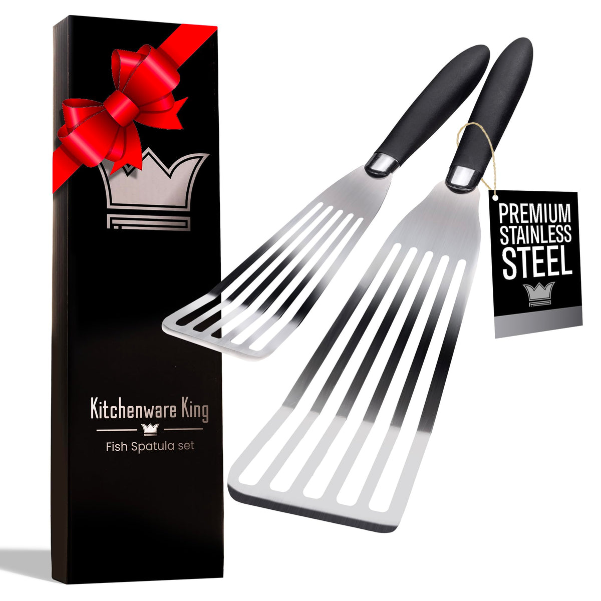 Kitchenware King professional fish spatula large edge for delicate turning and lifting