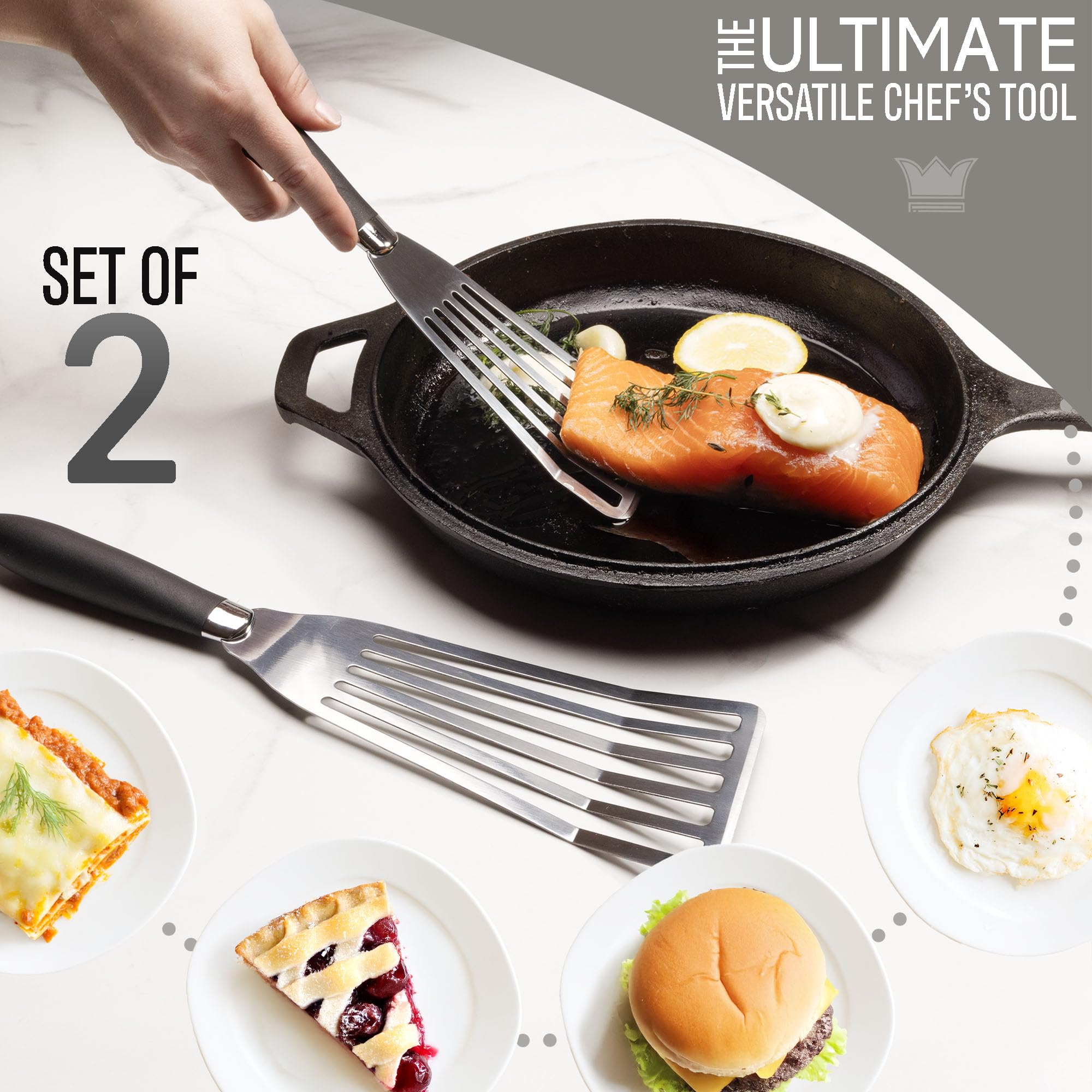 Kitchenware King professional fish spatula small edge for precise flips