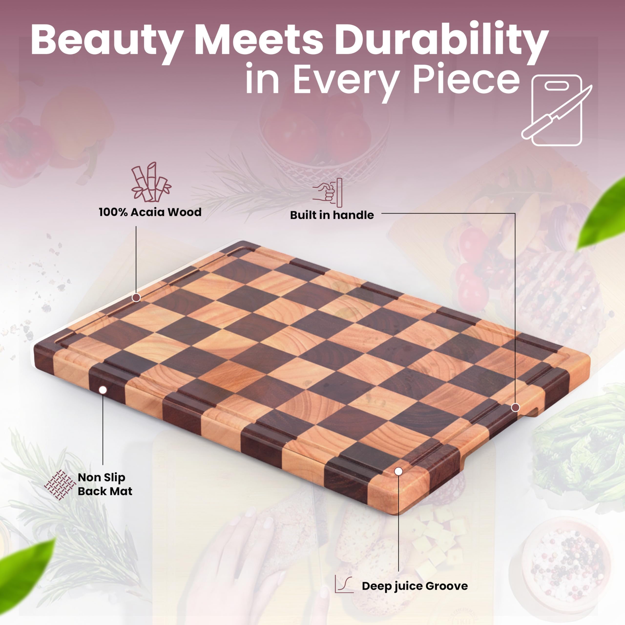 Kitchletic Kitchen cutting board on counter ready for quick chopping.