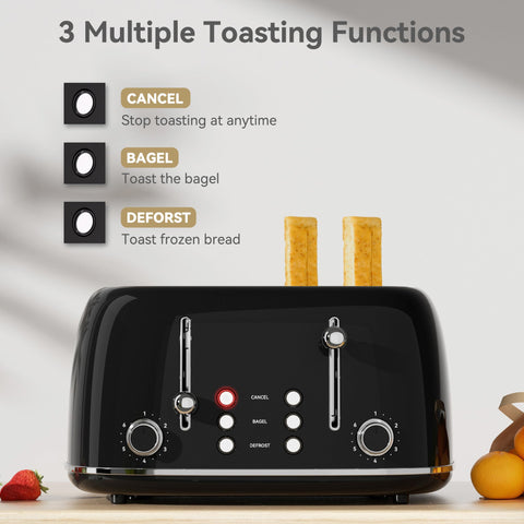 KITCHMIX Toaster 4 Slice in stainless body for durable daily use.
