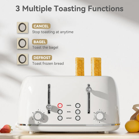 KITCHMIX toaster close-up of browning dial showing six shade settings.