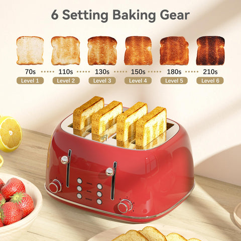 KITCHMIX Toaster 6 browning levels dial for precise toasting control.