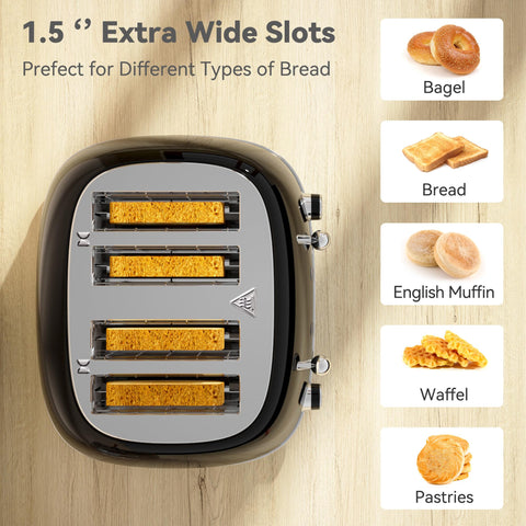 KITCHMIX Toaster 6 shade settings dial enables precise browning choices.