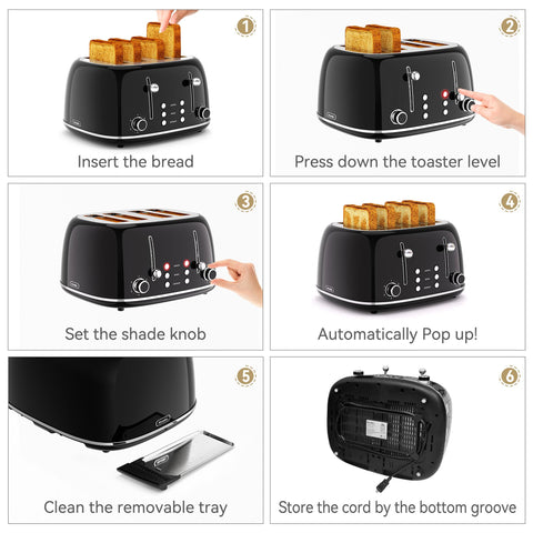 KITCHMIX Toaster dual control panel allows toasting different items at once.