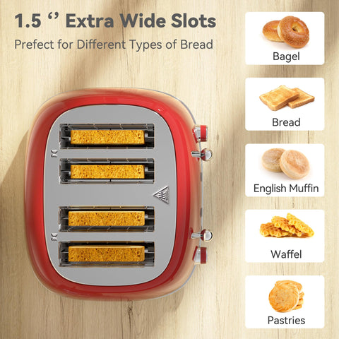 KITCHMIX Toaster dual control panels enable independent settings on each side.