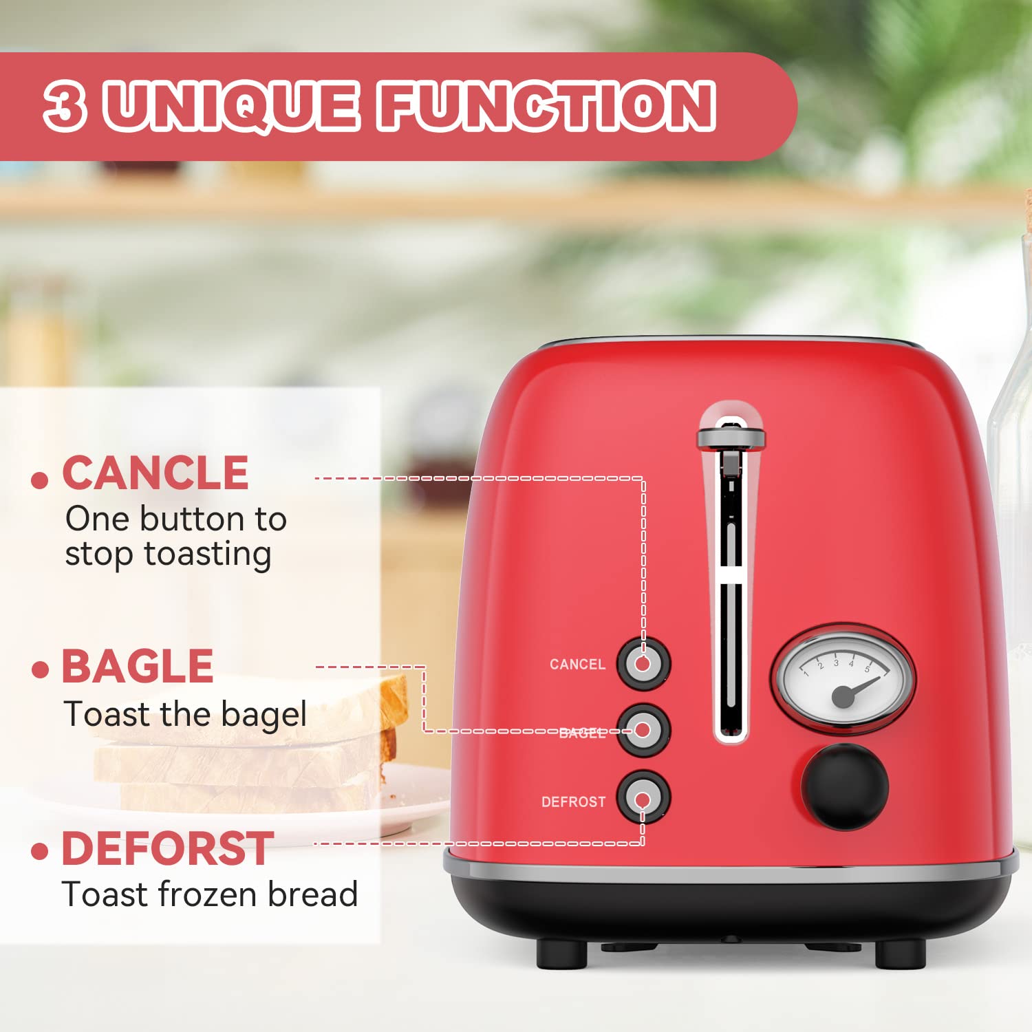KITCHMIX Toaster removable crumb tray for easy cleaning