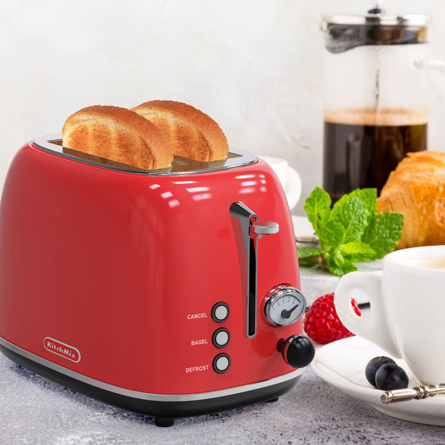 KITCHMIX Toaster retro red design adds kitchen flair