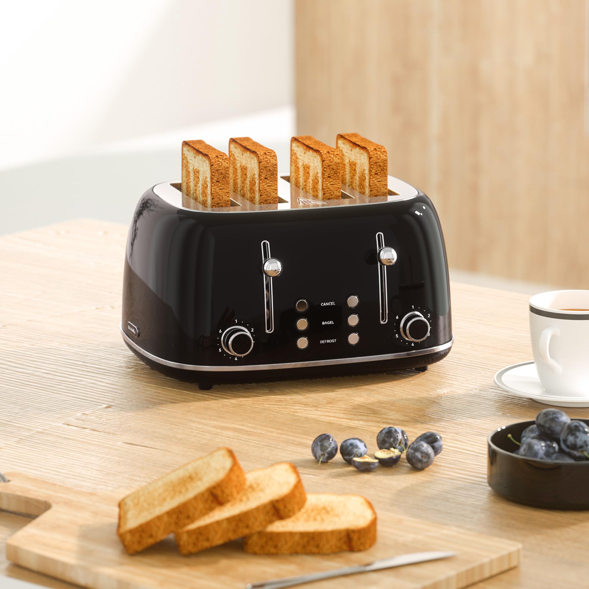 KITCHMIX Toaster retro stainless design adds style to any kitchen counter.