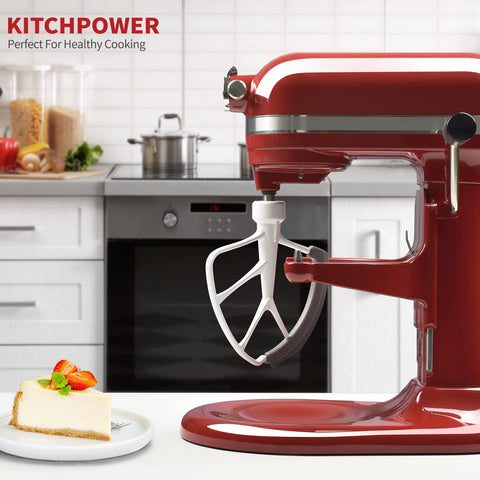 KITCHPOWER flat blade doubles as a spatula for efficient mixing.