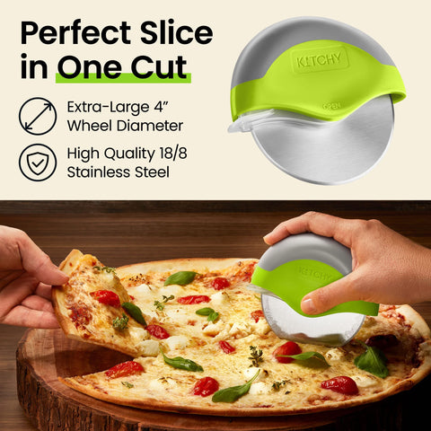 Kitchy pizza cutter large cutting wheel slices crust with ease