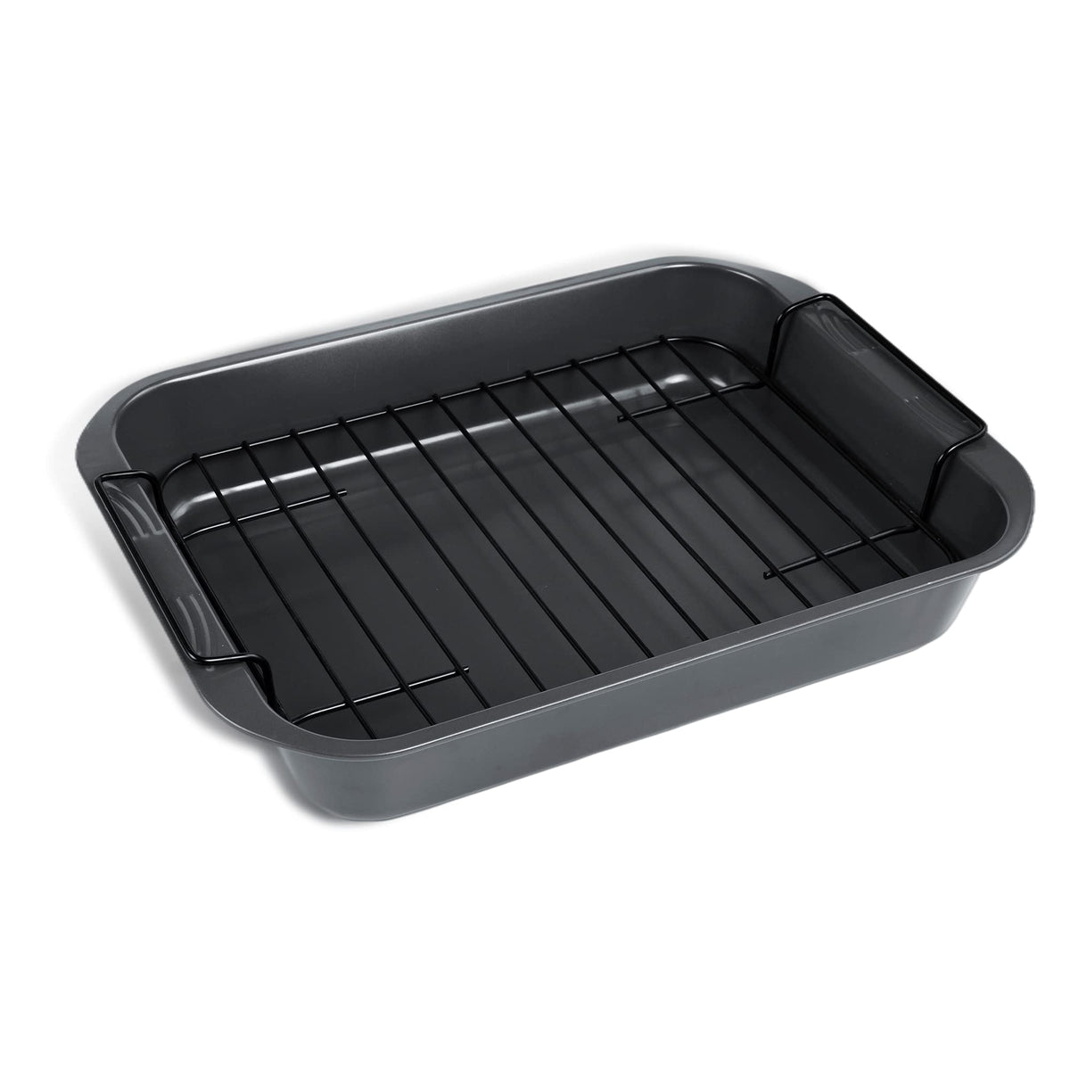 kitCom Bakeware Roaster with Rack top view, gray, for even roasting.