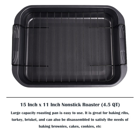 kitCom Roaster Pan 4.5 qt with rack inside, gray, ideal for large roasts.