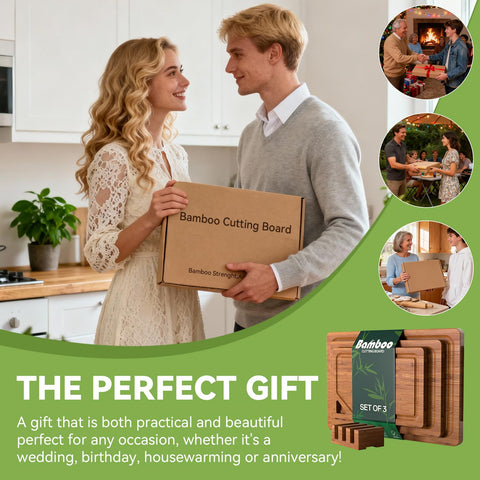 KITCWIZ bamboo cutting board mineral-oil finish resists stains.