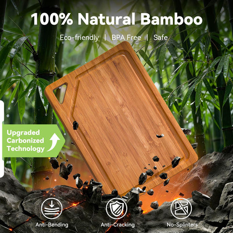 KITCWIZ bamboo cutting board small reversible surface for multiple prep tasks.