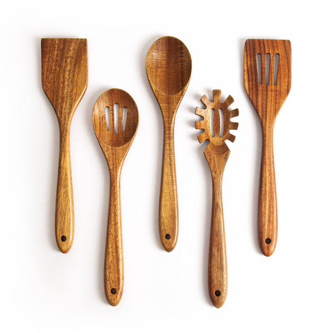 KITEISCAT Acacia wooden spoons set ready for versatile cooking and serving