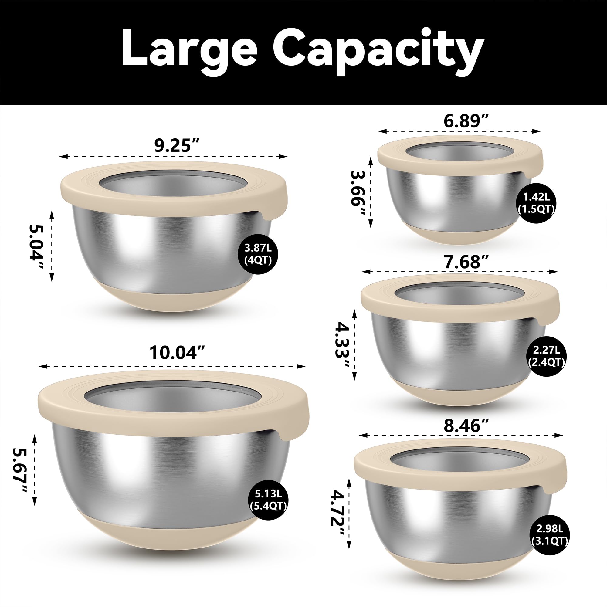 KITEISCAT nesting bowls conserve space with five-piece set and space-saving design